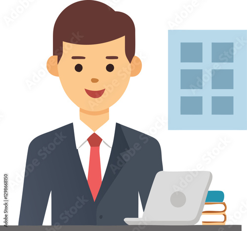 Professional Office Worker Illustration for Business and Corporate Themes.