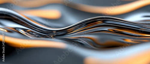 Wallpaper Mural Abstract Metallic Liquid with Golden Highlights Torontodigital.ca