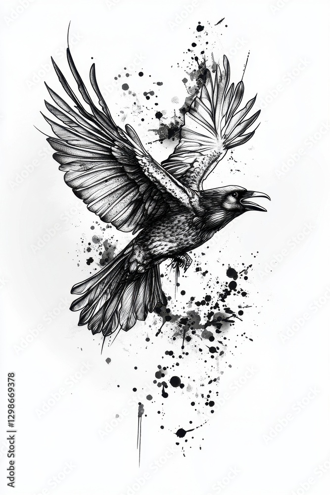Fototapeta premium Black Crow Artistic Illustration