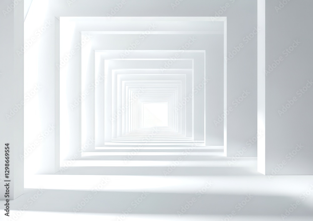 Abstract White Space with Repetitive Square Patterns Creating a Visual Illusion of Depth and Perspective in Minimalist Architecture Abstract White Space with Repetitive Square Patterns Creating a Visual Illusion of Depth and Perspective in Minimalist Architecture