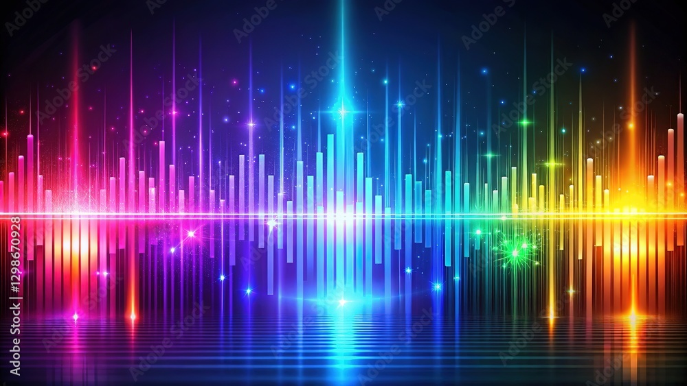 Dynamic neon equalizer, artistic background, space for copy. Dynamic neon equalizer, artistic background, space for copy.