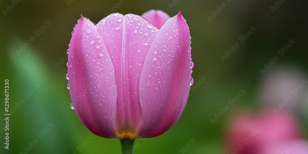 Pink tulip with water droplets on its petals, nature's beauty and freshness. Pink tulip with water droplets on its petals, nature's beauty and freshness.
