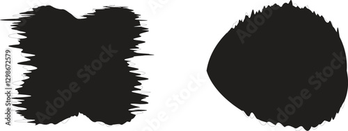 Abstract Black Shapes with Textured Edges, brush stock vector illustration 