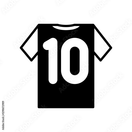 Outlined Icon of a Number Ten Sports Jersey on White Background