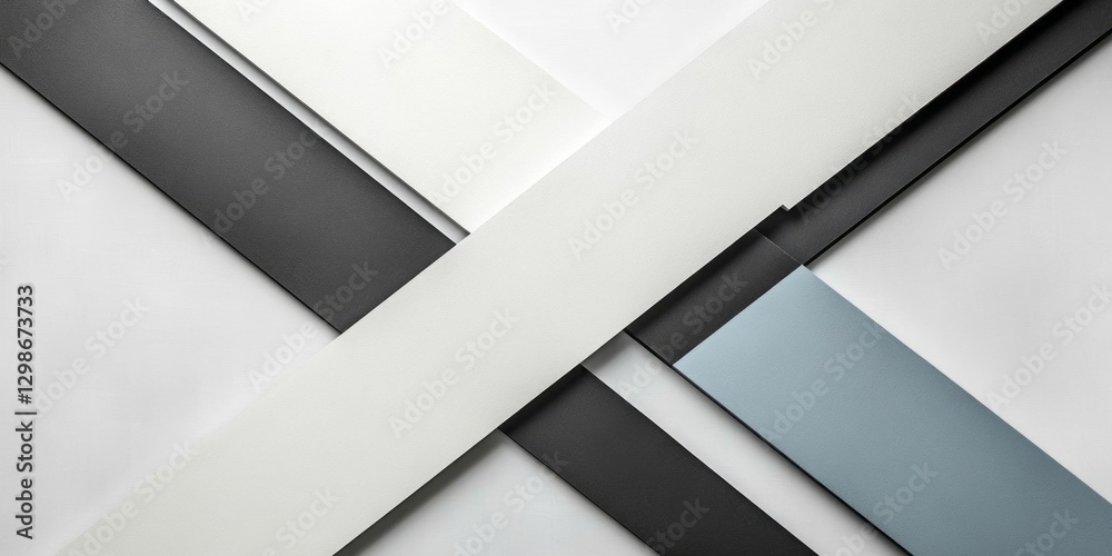 Fototapeta premium Abstract composition featuring intersecting colored geometric shapes and lines