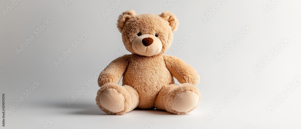 Obraz premium Teddy bear sitting on white background