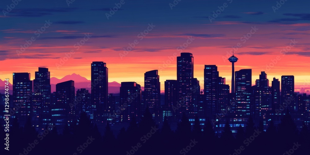 Fototapeta premium City Skyline Sunset View