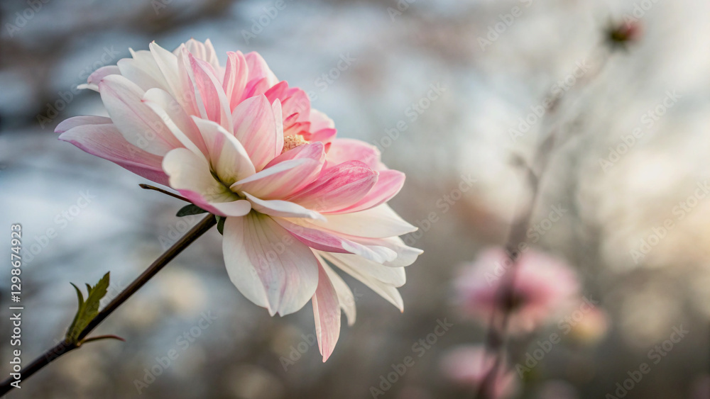 Fototapeta premium Close-up of a beautiful pink and white lotus flower.