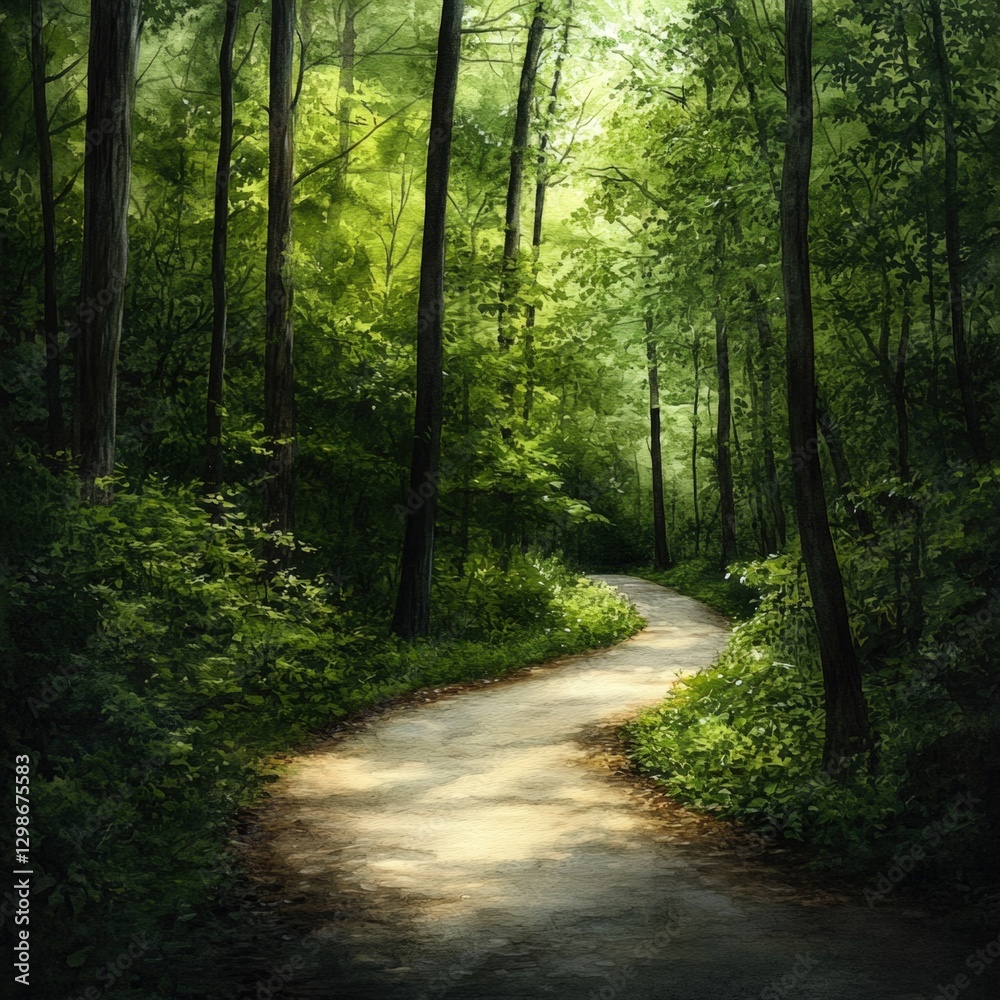 Fototapeta premium winding path through a lush forest
