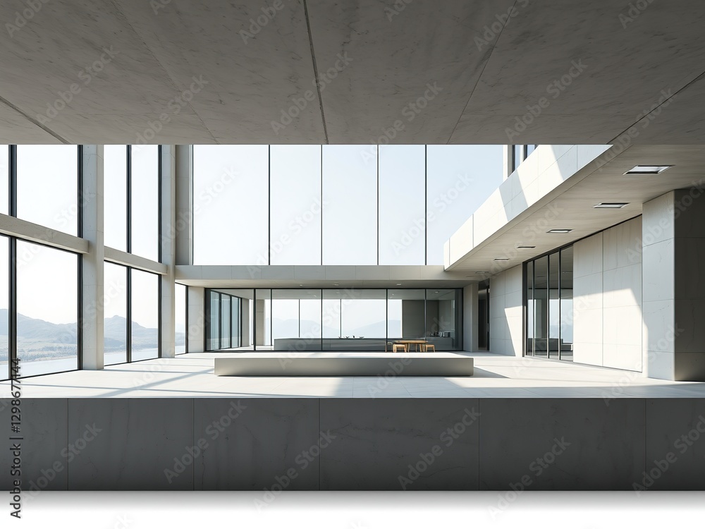 Obraz premium Modern Concrete House with Panoramic Views