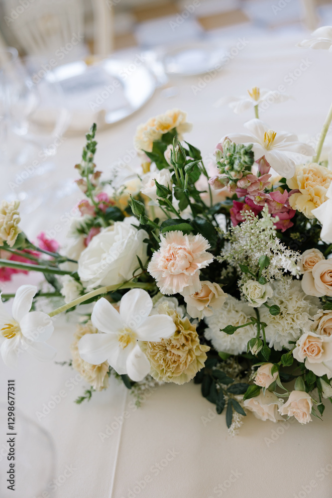 Elegant Wedding Table Setting with Lake View Elegant Wedding Table Setting with Lake View