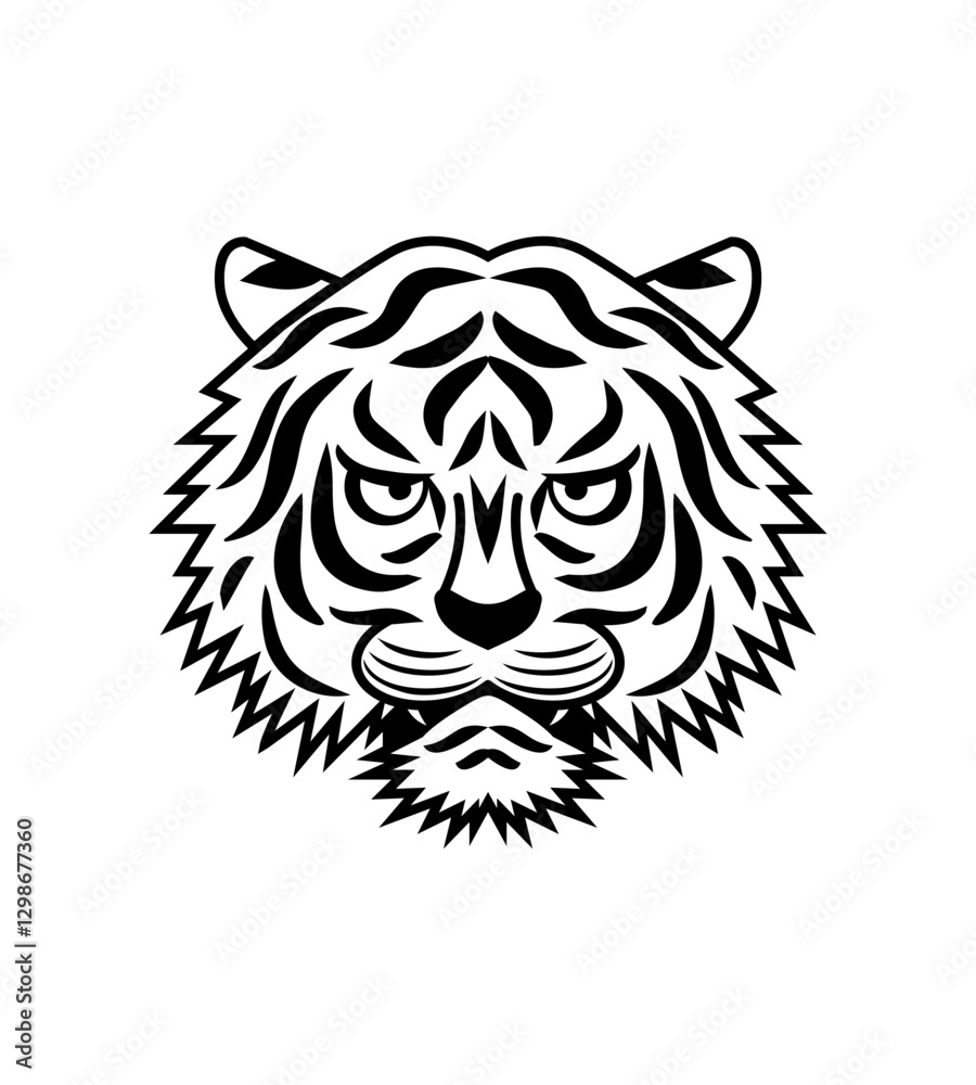 Obraz premium Tiger head face isolated Vector illustration
