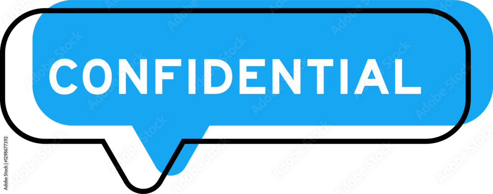 Speech banner and blue shade with word confidential on white background Speech banner and blue shade with word confidential on white background