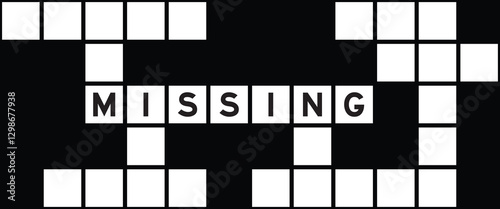 Alphabet letter in word missing on crossword puzzle background