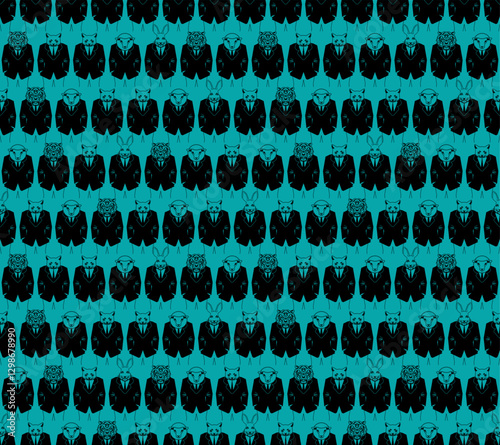 Animal businessman pattern seamless. Beast in business suit background.