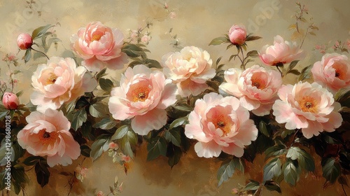 Fototapeta Naklejka Na Ścianę i Meble -  Pink roses in garden, floral arrangement. Vintage style background with natural soft hues, elegant decoration