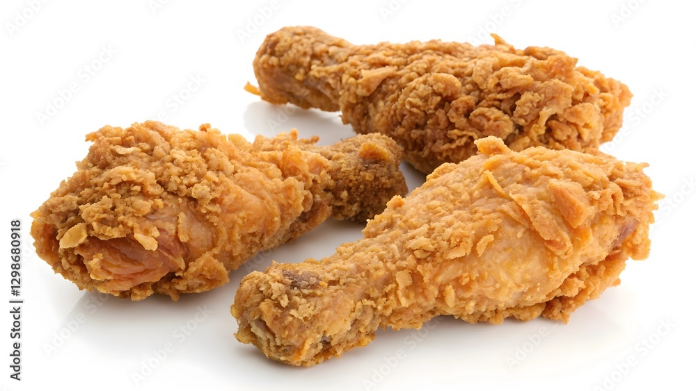 Crispy Fried Chicken Drumsticks on White Background Crispy Fried Chicken Drumsticks on White Background