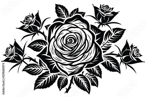 Black Rose Tattoo Design vector