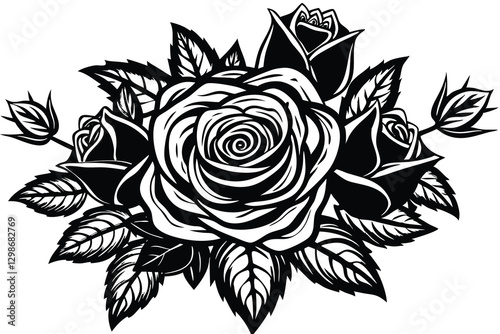 Black Rose Tattoo Design vector