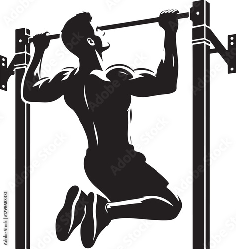 A man doing a pullup on a pullup bar