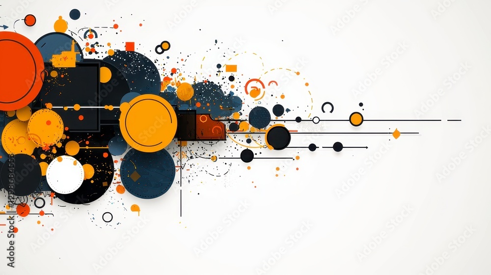 Obraz premium Abstract geometric shapes, colorful circles, background design, for digital presentation