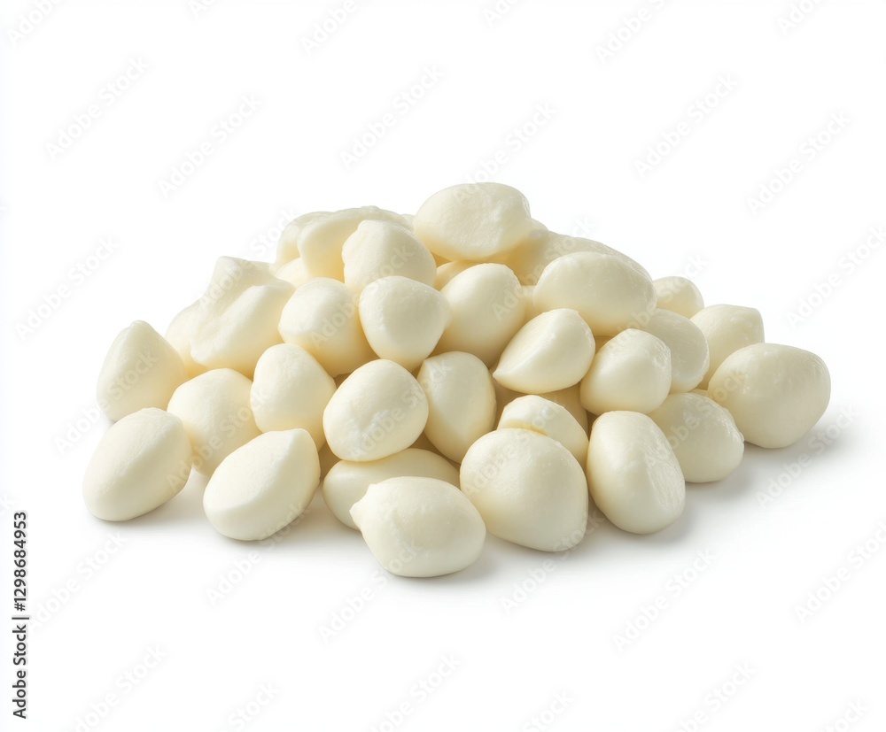 Fresh Mozzarella Balls Piled on White Background for Culinary Use Fresh Mozzarella Balls Piled on White Background for Culinary Use