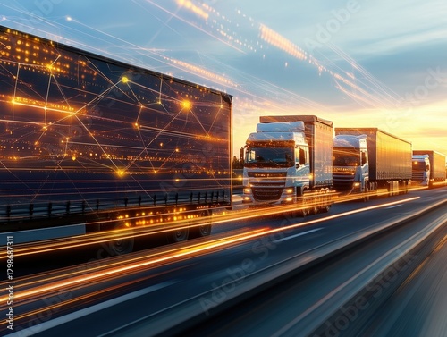 connected trucks on the highway