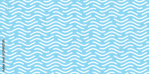Wavy lines, sea waves stylization, seamless pattern, vector design
