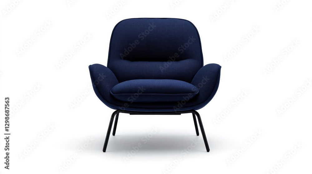 Stylish armchair featuring cozy design and deep blue fabric upho Stylish armchair featuring cozy design and deep blue fabric upho