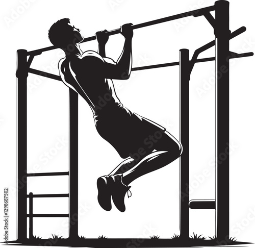 A man doing a pullup on a pullup bar