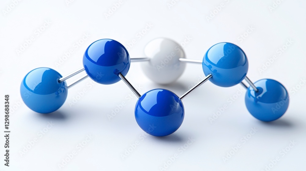 Fototapeta premium Abstract molecule structure, 3D spheres connected, scientific illustration, potential educational use