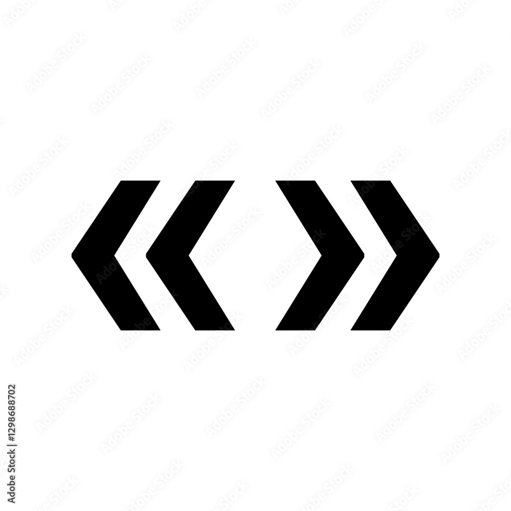 Black « » guillemet quotation marks, isolated vector on transparent background