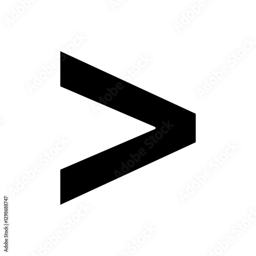 Black > greater-than sign, isolated vector on transparent background