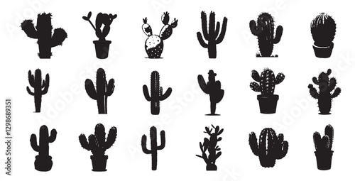set Cactus silhouette