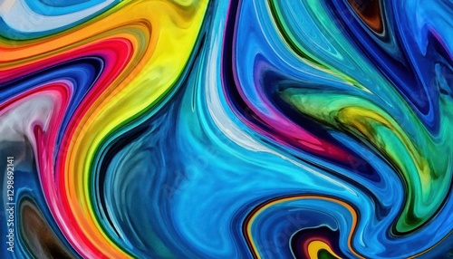 vibrant abstract swirl with fluid rainbow colors and bold dynamic curves for background, print, and digital art

 photo