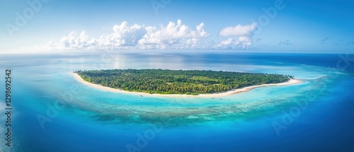 Stunning Aerial View of Mnemba Island, Zanzibar With Turquoise Waters and White Sandy Beaches on a Sunny Summer Day