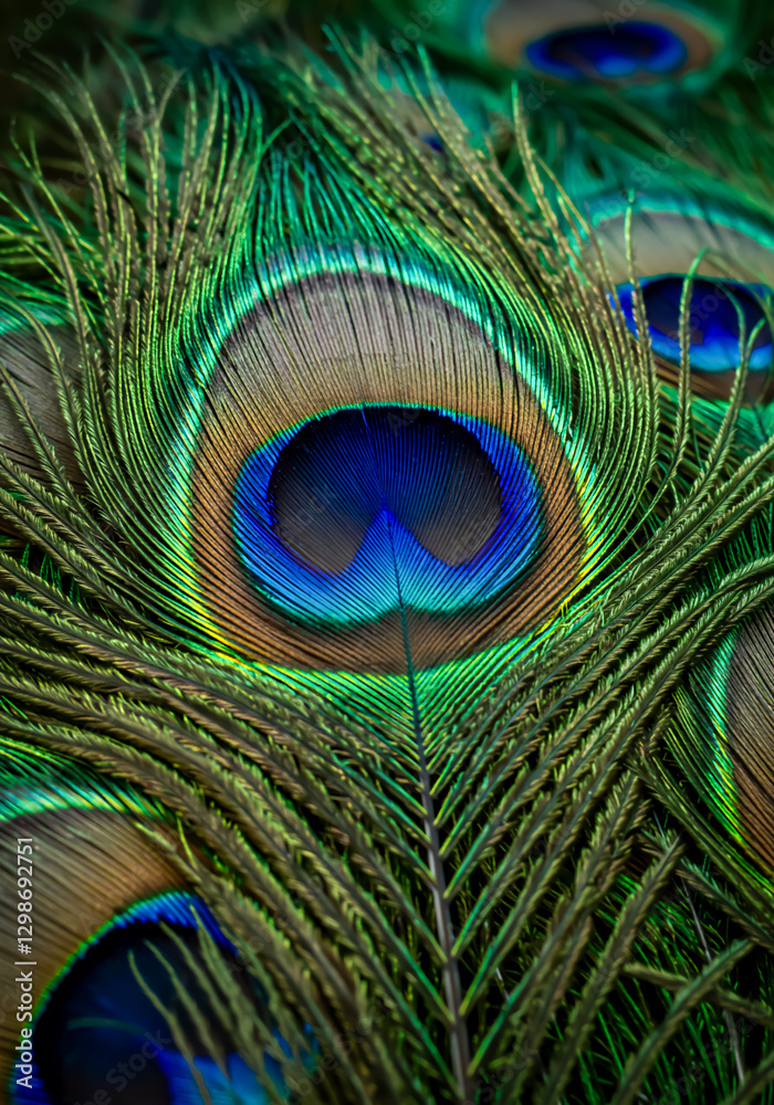 Obraz premium 孔雀の羽根の精緻な模様