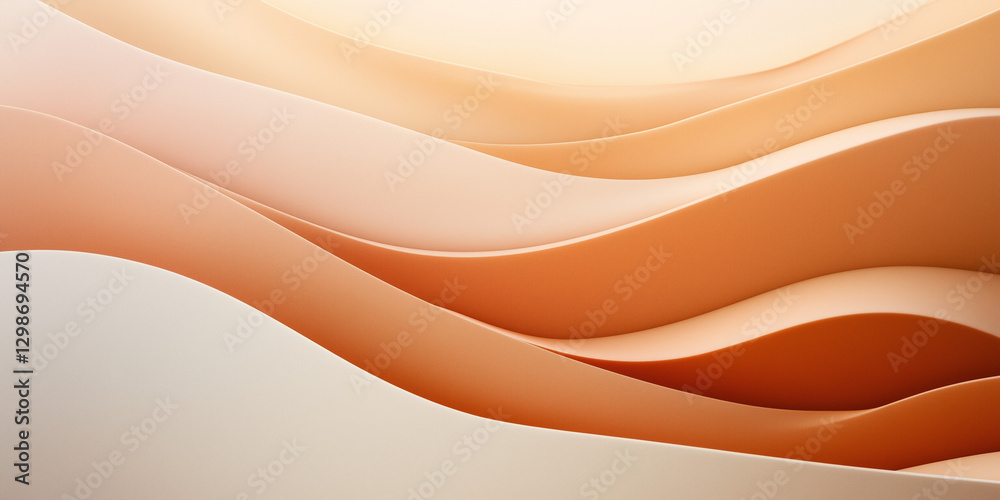 Smooth, flowing abstract waves of beige and peach tones create a calming background.