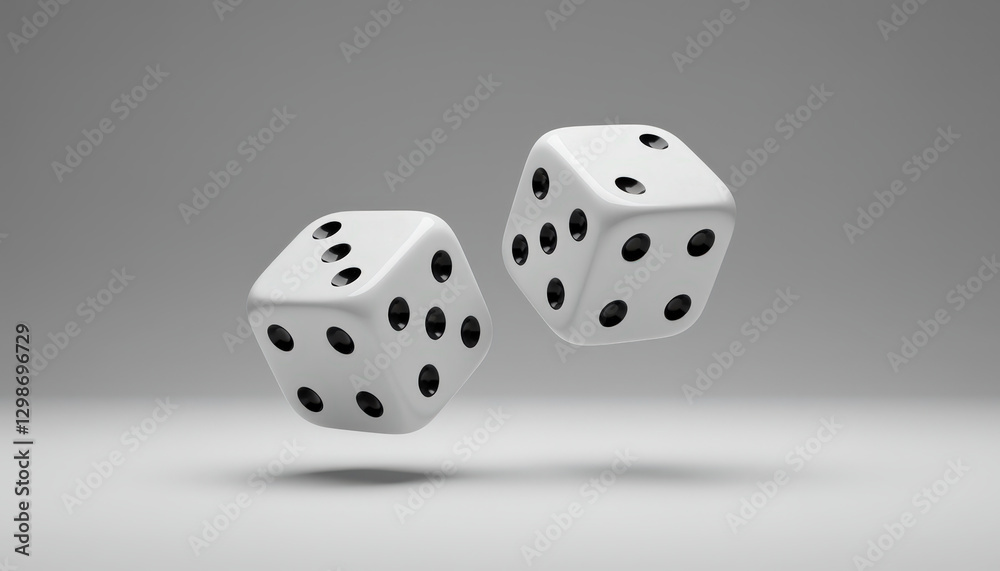 Two dice rolling in mid-air during a game night at home with friends for an exciting game experience Two dice rolling in mid-air during a game night at home with friends for an exciting game experience