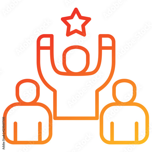 Team Leadership Line Gradient Icon