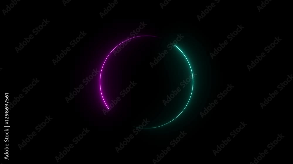 Glowing Neon Circle. abstract beautiful saber circle animation on black background.