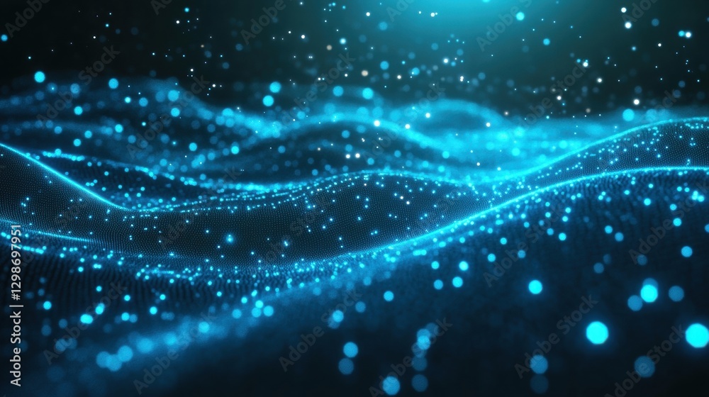 Obraz premium abstract blue particle wave background