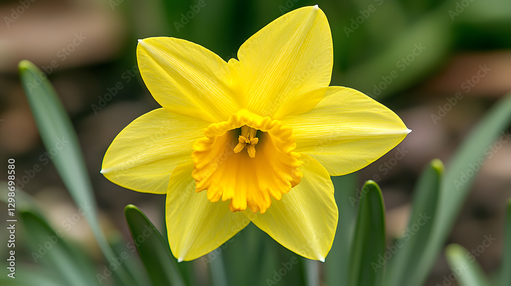 Golden Daffodil: A vibrant close-up captures a blooming daffodil in full sunlight. It's a symbol of springtime and renewal. Golden Daffodil: A vibrant close-up captures a blooming daffodil in full sunlight. It's a symbol of springtime and renewal.