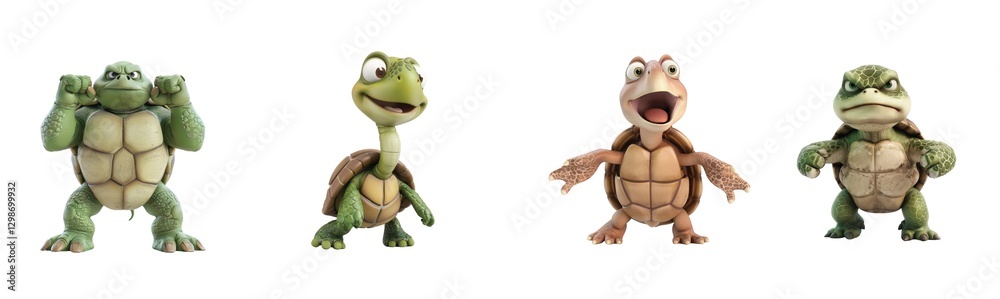 Cute cartoon turtles with different expressions showing cheerful and silly emotions Cute cartoon turtles with different expressions showing cheerful and silly emotions