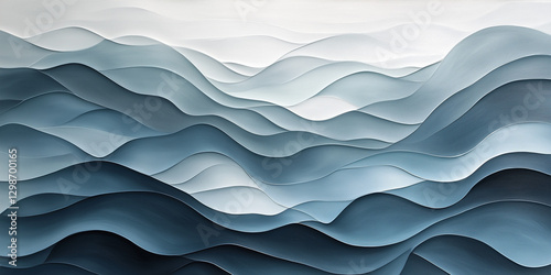 Abstract blue and white waves create a calming, rhythmic pattern, visually appealing.