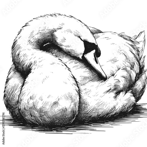 Spider sleeping line art drawing ink sketch vector hand drawn illustration background calm and cozy taking a midday nap