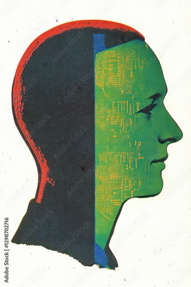 Fototapeta premium Electronic silhouette human art.