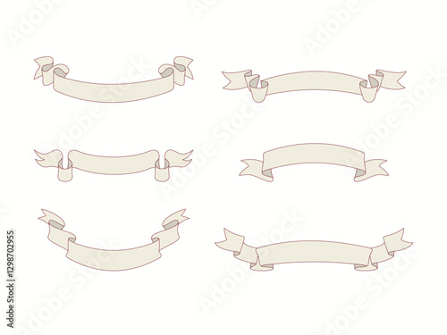 A set of six elegant vintage-style blank ribbon banners. Perfect for logos, labels, invitations, posters, greeting cards, and decorative elements.