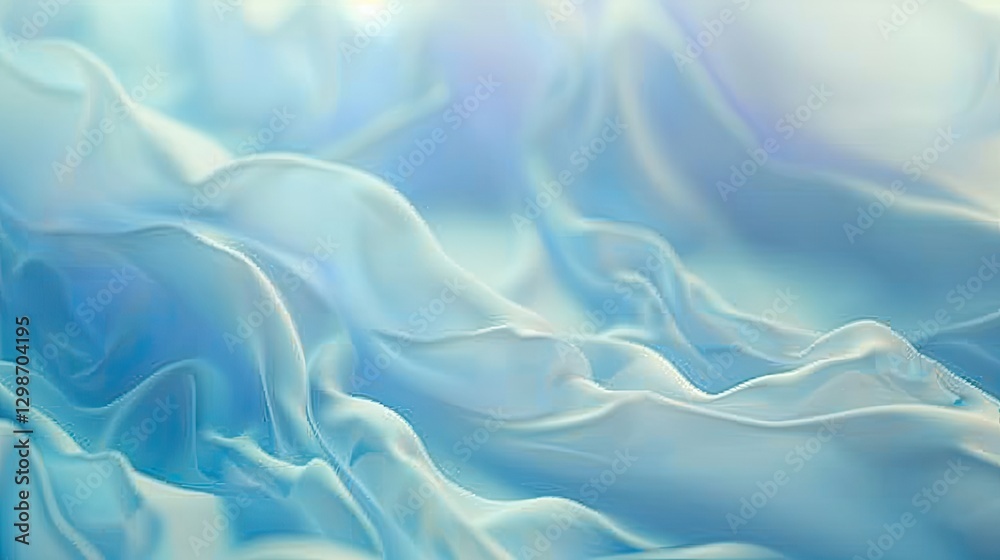 Obraz premium Serene Blue Abstract, Fluid Fabric Waves in Calm and Dreamy Light