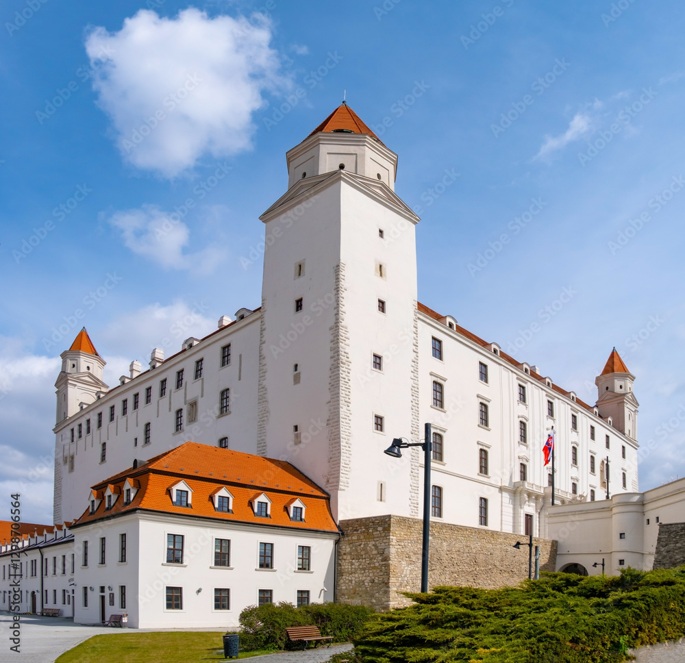 Bratislava castle Grad at sunny summer day. Tourist attraction of the capital of Slovakia, the city of Bratislava. Bratislava castle Grad at sunny summer day. Tourist attraction of the capital of Slovakia, the city of Bratislava.